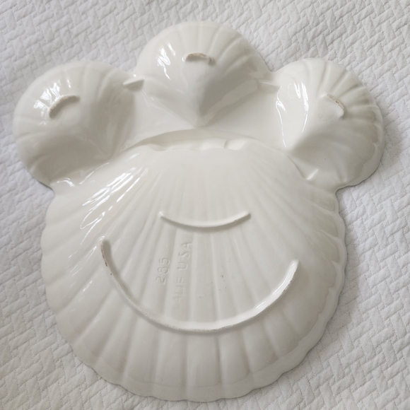 CALIFORNIA USA POTTERY #285 Shell Oyster Relish Dish, Chip/Dip Tray - Picture 4 of 5